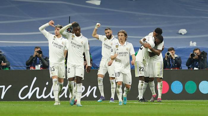 Real Madrid celebrates a goal.